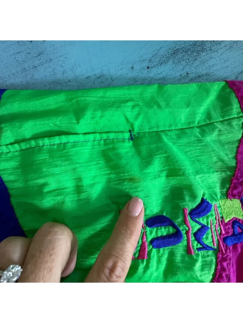 Vintage 90s Umbro Colorblock Nylon Soccer Shorts Blue Purple Split USA Sz L